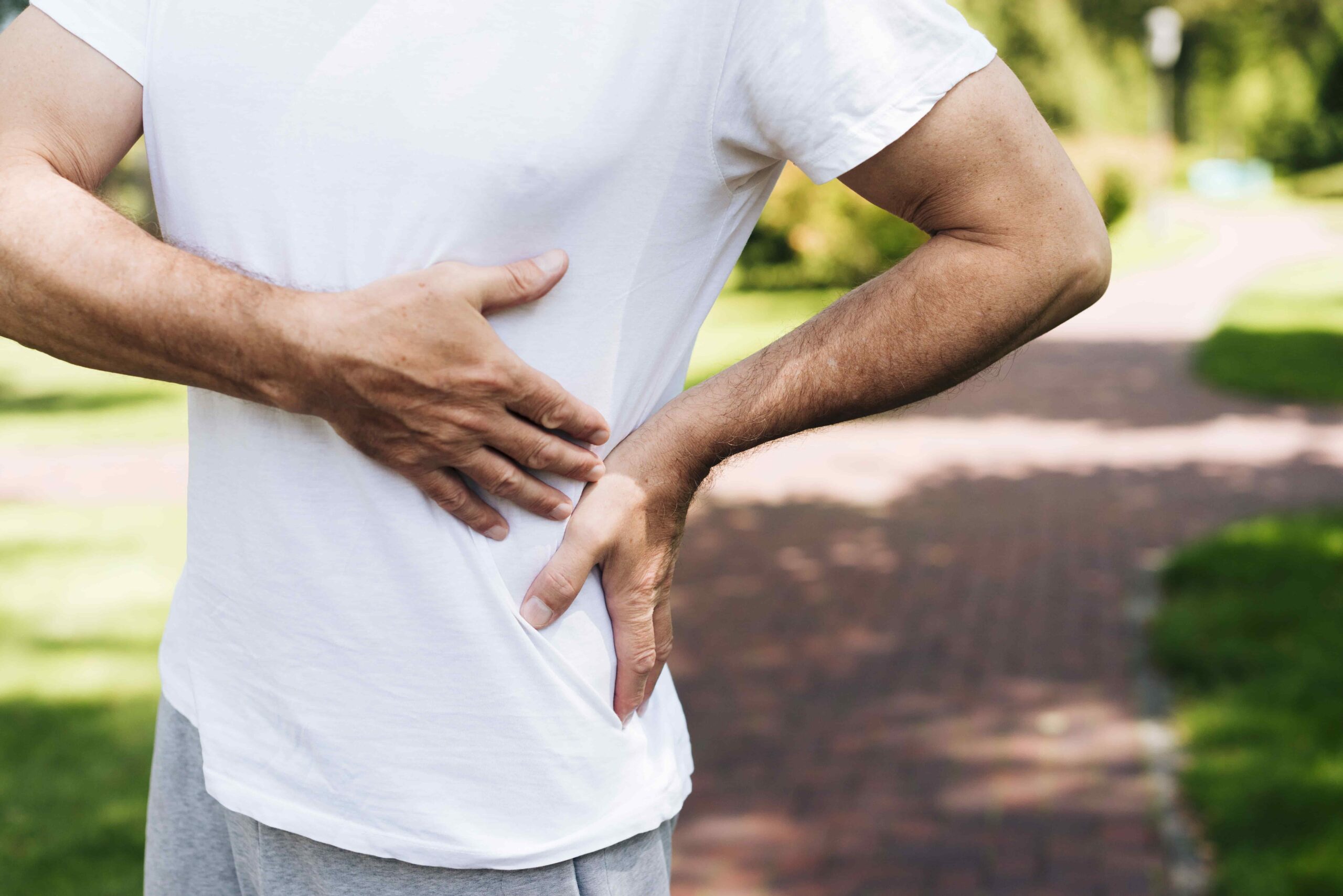 A man with hernia pain.