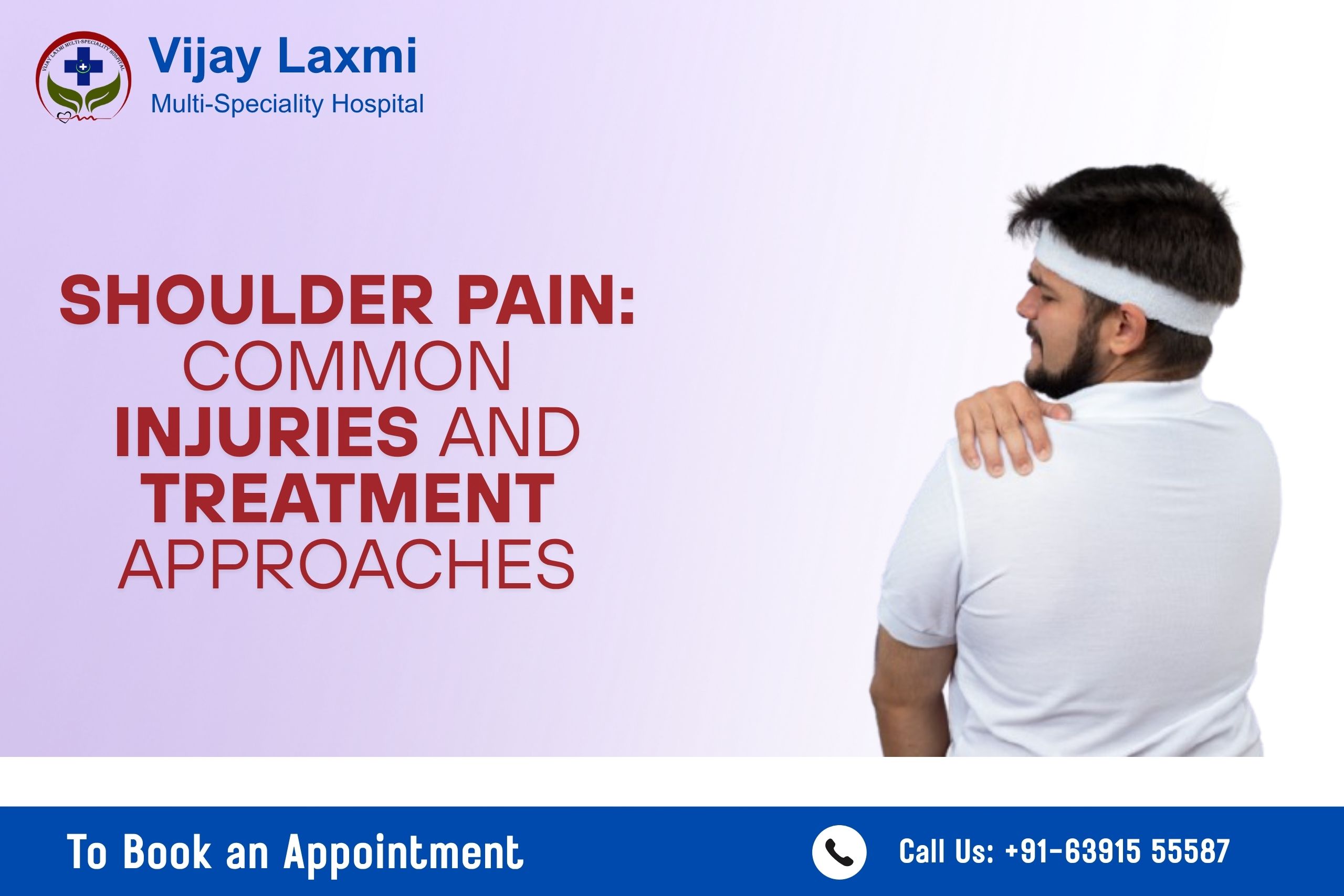 a man showing Shoulder pain and the banner reads shoulder pain treatment in jaunpur