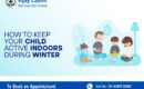 Illustration of children playing together indoors during winter, representing creative and healthy indoor activities for kids in winter.