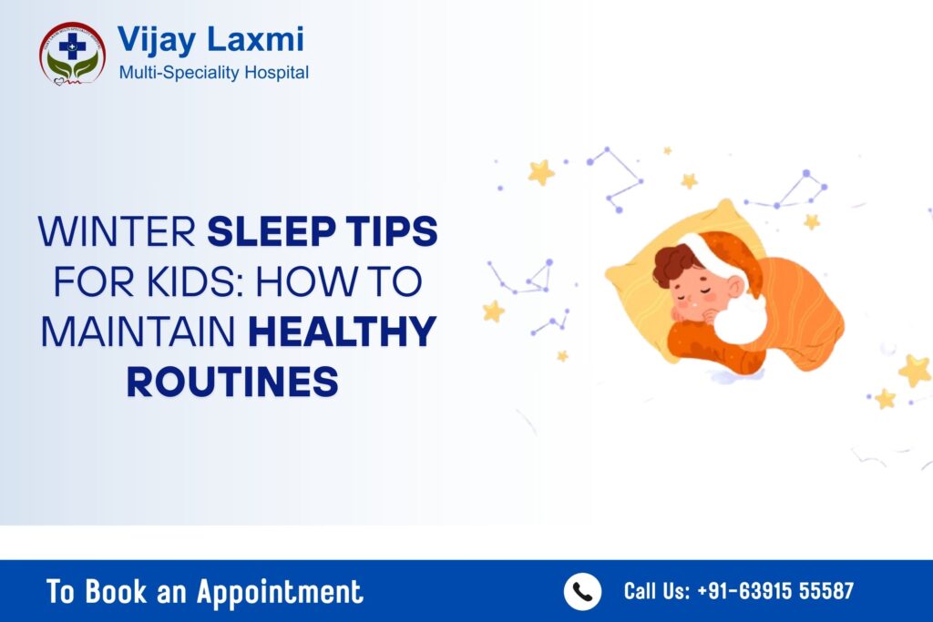 Child sleeping comfortably in winter bedroom—winter sleep tips for kids