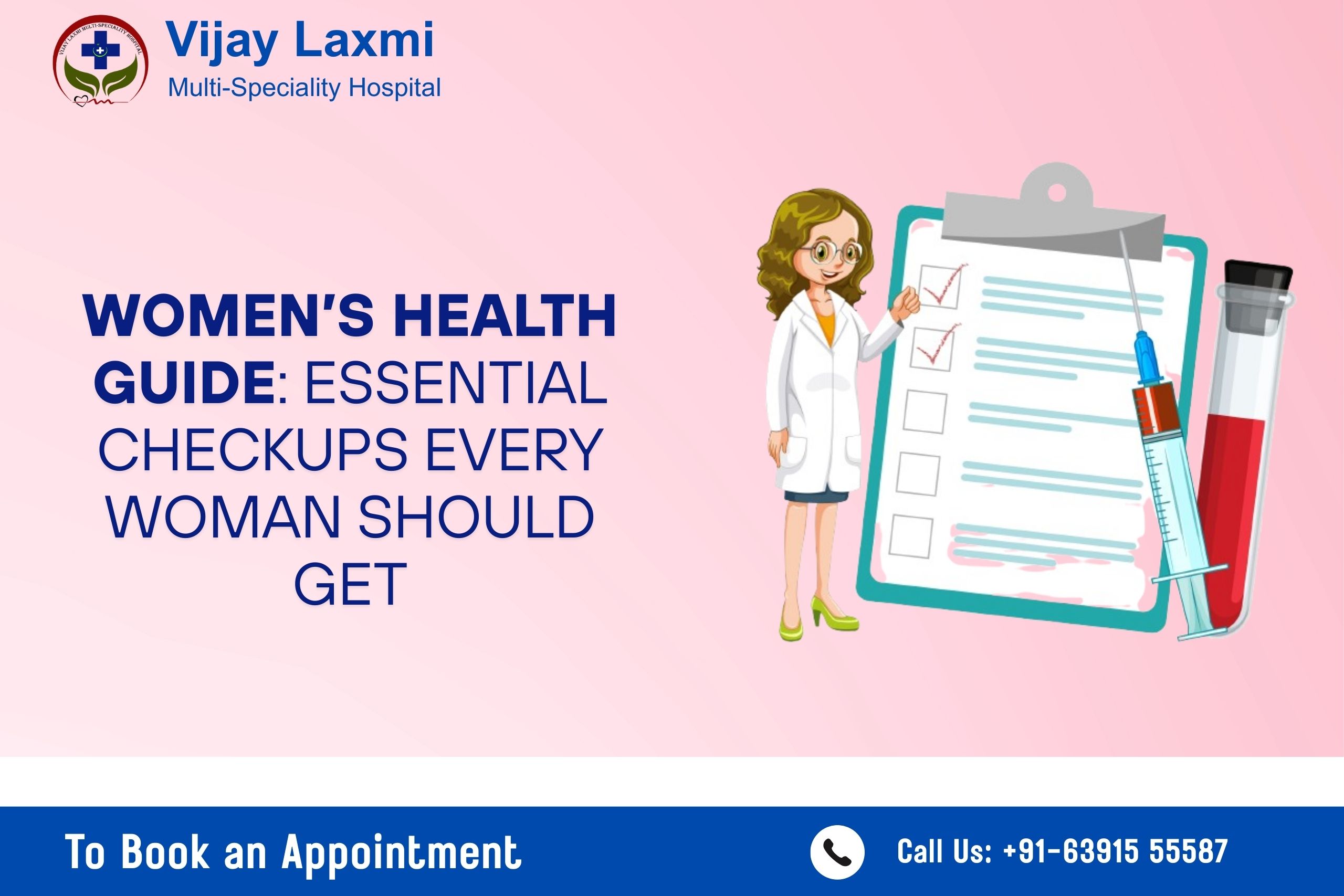 Health checkup for women showing essential medical screenings and tests recommended for preventive women’s healthcare.