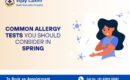 Allergy blood test in spring showing woman with skin allergy symptoms and immune reaction illustration at Vijay Laxmi Multi-Speciality Hospital.